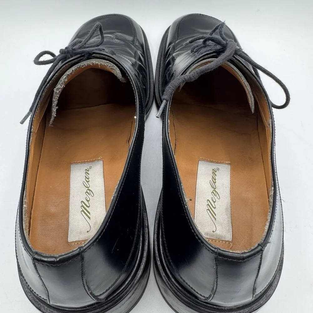 Mezlan Alcoy Vintage Y2K Black Leather Chunky Oxford Mens Sz 10 Black Platform